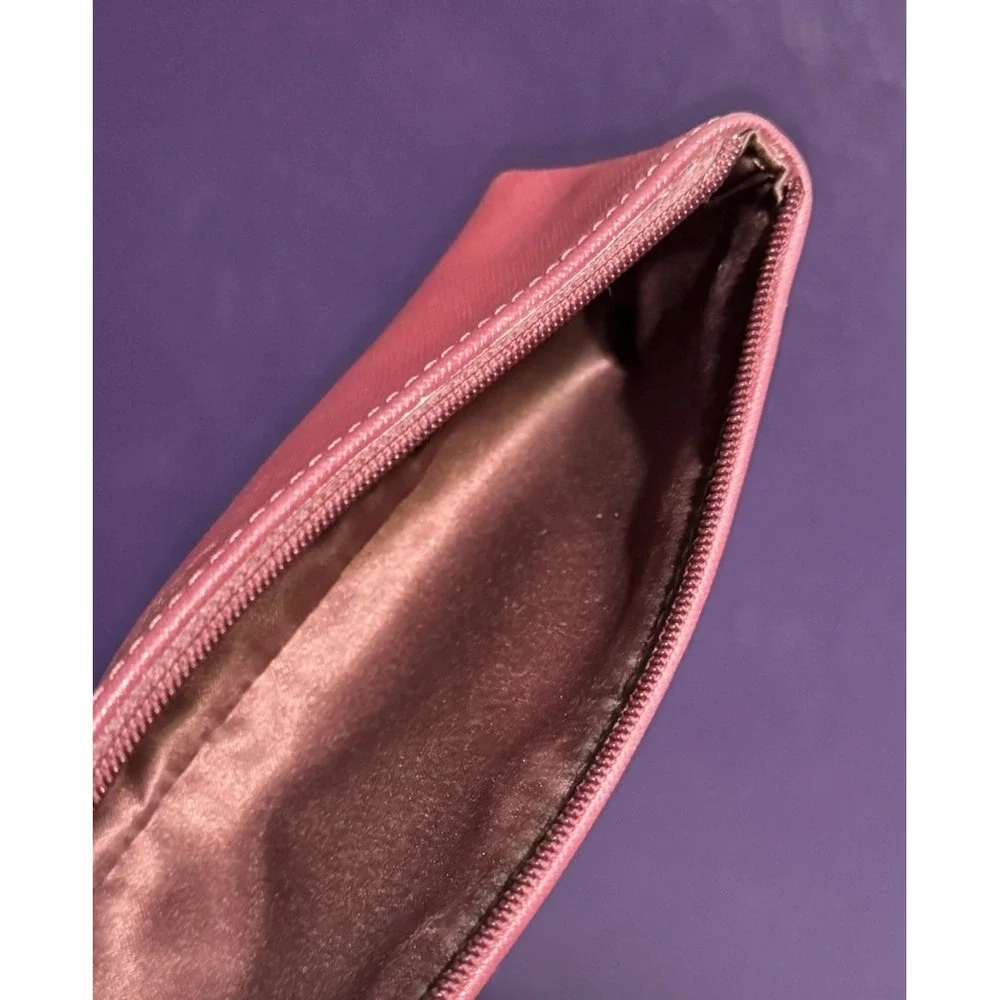 Coach New York Plum Leather Zip Pen Pencil Case Pouch Holder Organizer Rare